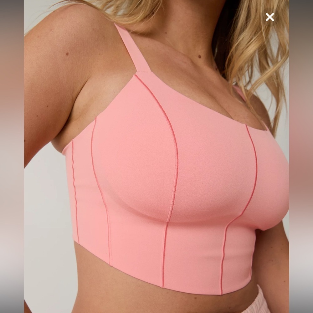 OFFLINE By Aerie Real Me Hold Up! Corset Sports Bra. Strawberry mist. Sz XL. NEW